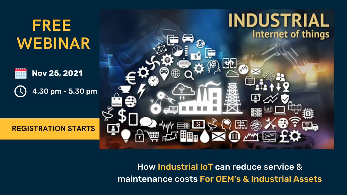 TrinetraTsense's tweet photo. Trinetra T-Sense is hosting "How IIoT can reduce service &amp; maintenance costs for OEMs &amp; Industrial Assets". Would you like to attend?

Register Here: https://t.co/3jhT1uCSUj

#iot #internetofthings #automation #industrial  #iiot #iotplatform #iotdevices #webinar #IndustrialIoT https://t.co/oNM7GsJ9Xq