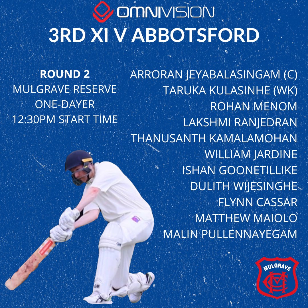 Mulgrave_CC's tweet photo. ROUND 2 SQUADS
The sides are in for our first game of the 2021/22 season!
Good luck to all six teams, and fingers crossed we can all kick the season off on a winning note!
#GoMully https://t.co/WuBQJDDydp