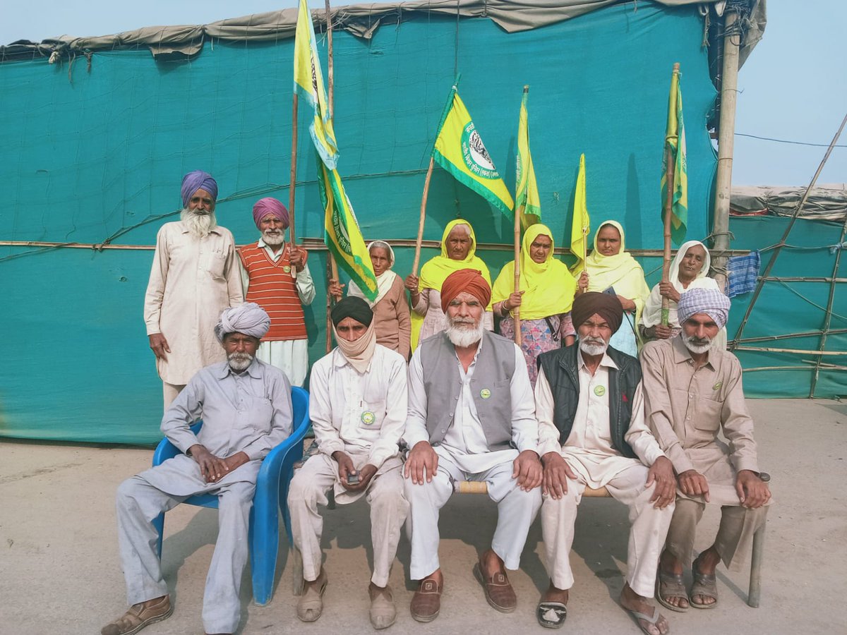 kisanektamorcha's tweet photo. Visuals from Tikri border after getting news of repeal of three farm laws. https://t.co/xgaAkPl044