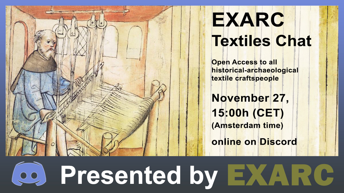 exarc_net's tweet image. Bring your #favorite sources, #ask about what you are looking for, or tell us your stories of the search. On #Discord in #textile #chat on the #EXARC ch., #Nov 27, 2021, at 1500 #CET.
exarc.net/events/histori…

#Experimental #Archaeology #Online #Joinus #Everyone #live #Historical