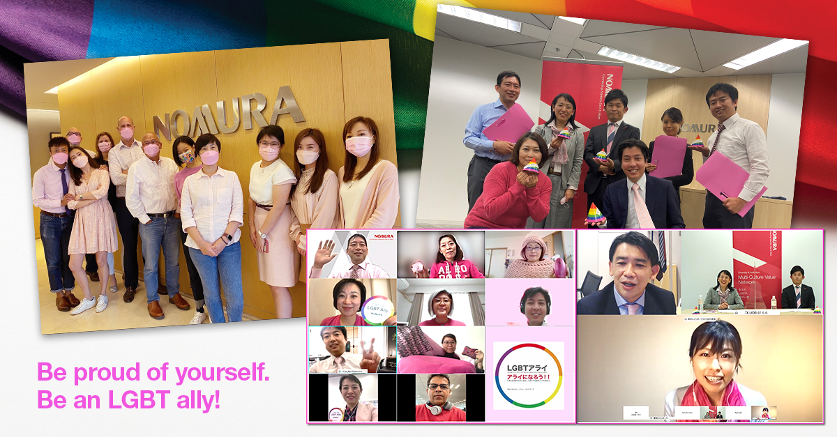 Nomura's tweet photo. Some of our offices across Asia celebrated Pink Friday today in support of an #LGBTQ+ inclusive work environment. As an equal opportunity employer, we are committed to encouraging staff to bring their true selves to work. #PinkFridayPride https://t.co/OFIU7gYgPr