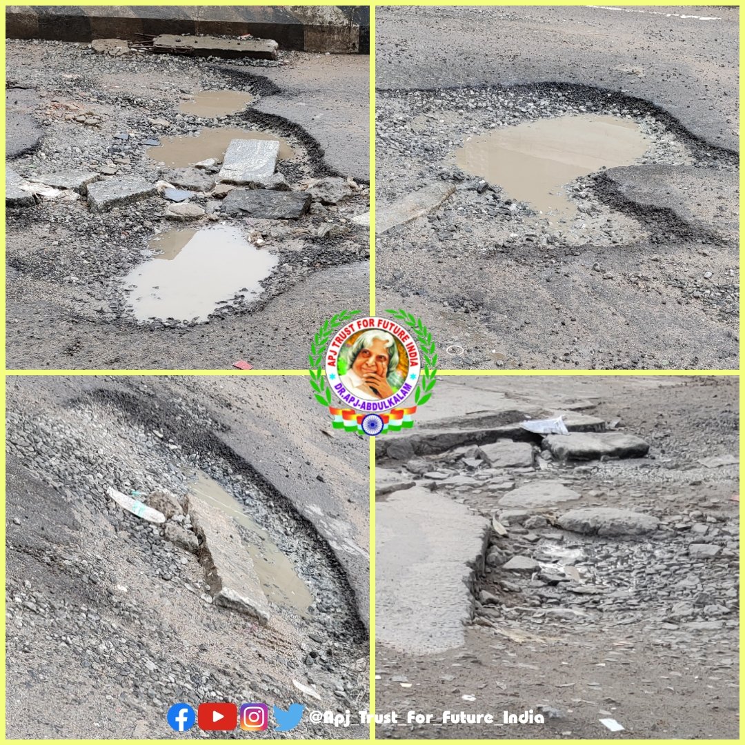 Apjfutureindia's tweet photo. #ApjTrustForFutureIndia🇮🇳
#PublicSupport #ArcotTown
அனைவரும் பகிரவும்
இராணிப்பேட்டை மாவட்டம்
ஆற்காடு பேருந்து நிலையம் அருகில் MGR சாலையில் பல நாட்களாக பெரிய அளவில் இடங்களில் பள்ளம் ஏற்பட்டு வருகிறது இதனால் மழை காலங்களில் அதிக அளவில் விபத்துக்கள் ஏற்படுகிறது.
#ShareToAll🤝🏼 https://t.co/oDPzCPvEvd