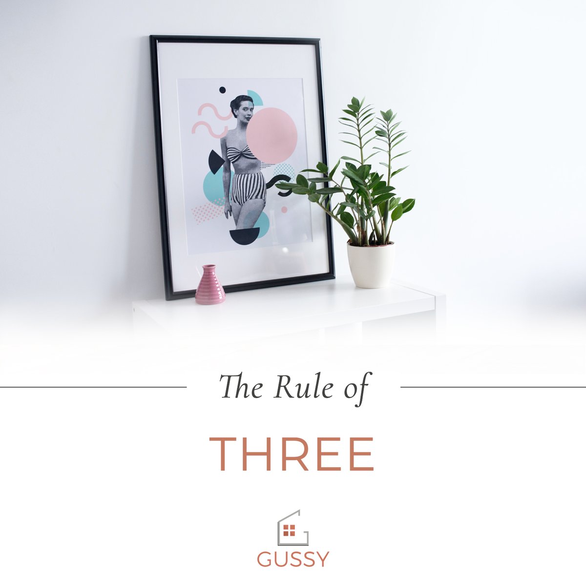 gussydesign's tweet photo. The most common and effective rule in design: the rule of three! Groupings of 3, 5, 7, or 9 make a more successful arrangement as it helps us perceive some balance and create an identifiable pattern. More on https://t.co/VF2JGO7pRm #GussyUp #GussyDesign #eDesign https://t.co/qtbvXUJkWx