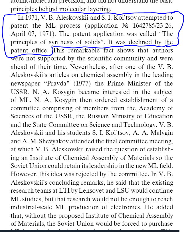 Scrolling through the Malygin et al. ML-ALD history paper again.

This is a paper that all #ALDep researchers should be aware of. So much info, so many stories. doi.org/10.1002/cvde.2…

This story I had almost forgotten -- thanks to @sean_t_barry for the reminder (in his book).