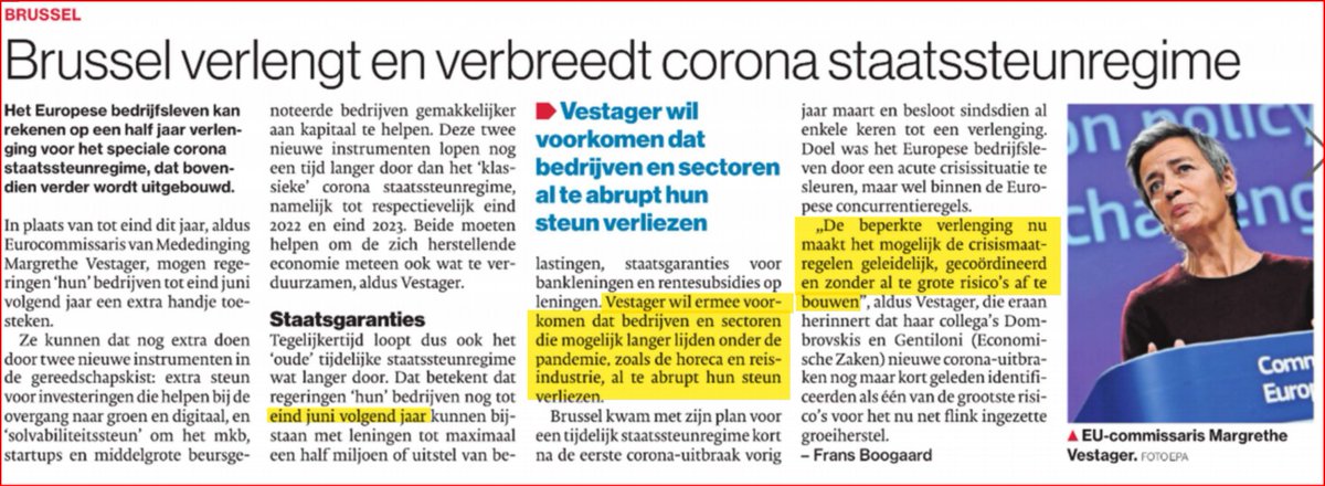 Steun tot juni volgend jaar voor o.m. horeca en reissector mag van EU, geeft weinig risico. (H)erken dat ondernemingen in deze sectoren het onevenredig zwaar hebben. Bij geleidelijk herstel faseert deze steun vanzelf uit. Win-win <a href="/ministerBlok/">Stef Blok</a>  <a href="/DennisWiersma/">Dennis Wiersma</a> <a href="/voorzittermkbnl/">Jacco Vonhof</a>