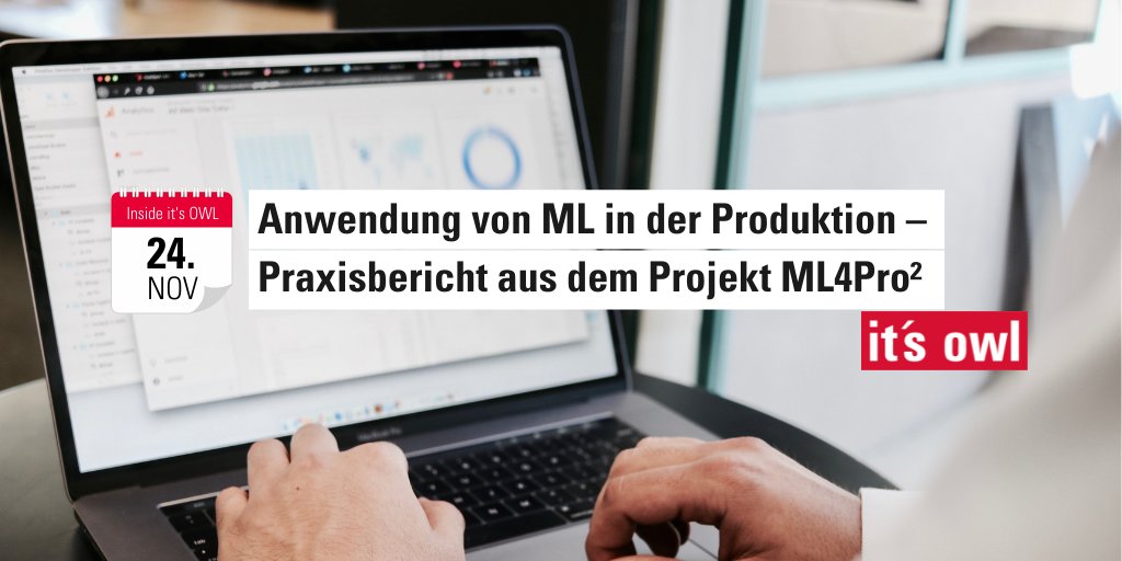 it's OWL (@itsowl_cluster) on Twitter photo Durch #MaschinellesLernen kann aus Daten Wissen generiert werden. Erfahrt im Praxisbericht bei 'Inside it's OWL' mehr über unser Projekt #ML4Pro2 mit <a href="/mhesse582/">Marc Hesse</a> (<a href="/unibielefeld/">Bielefeld University</a>)
📆 24. November | 16 - 17 Uhr
▶️ Jetzt anmelden: bit.ly/3oGWVWY
#ML #Industrie40 Durch #MaschinellesLernen kann aus Daten Wissen generiert werden. Erfahrt im Praxisbericht bei 'Inside it's OWL' mehr über unser Projekt #ML4Pro2 mit <a href="/mhesse582/">Marc Hesse</a> (<a href="/unibielefeld/">Bielefeld University</a>)
📆 24. November | 16 - 17 Uhr
▶️ Jetzt anmelden: bit.ly/3oGWVWY
#ML #Industrie40