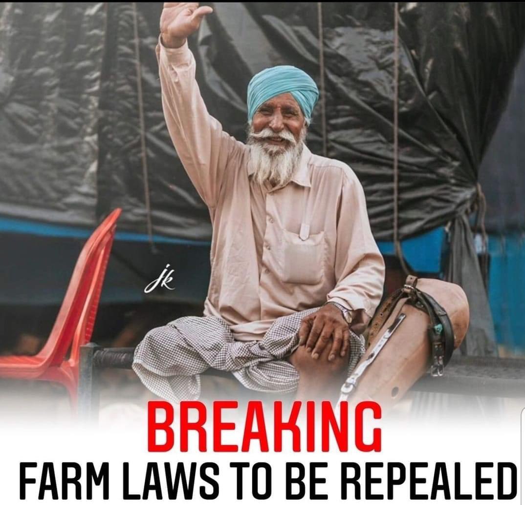 param_malhotra's tweet photo. All #politics because #elections are coming . Nothing related to #farmers .. Our Indian Govt is corrupt ... #pmmodi #bjp #FarmersProtest #indianlaws #Farmlawsrepealed #KisanMajdoorEktaZindabaad #MasterStroke #कृषि_कानून #NarendraModi #wellplayed https://t.co/oEuCfQYqRE
