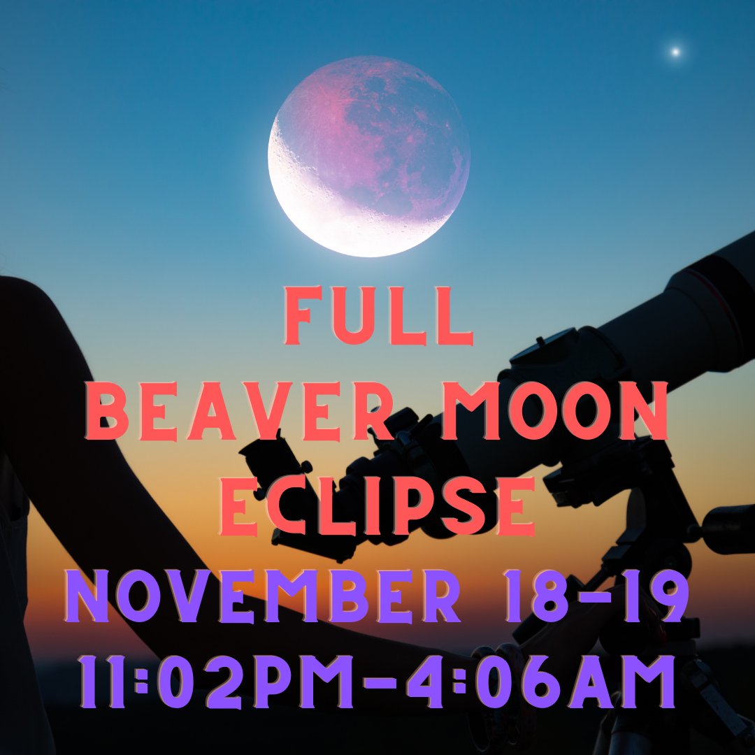 KMW_connect's tweet photo. You can see the full Beaver Moon's eclipse between 11:02 pm PT and 4:06 am PT, the longest partial lunar eclipse since 1440. In the U.S. under clear skies, you should be able to see the celestial show. https://t.co/aNZhJGxBeP