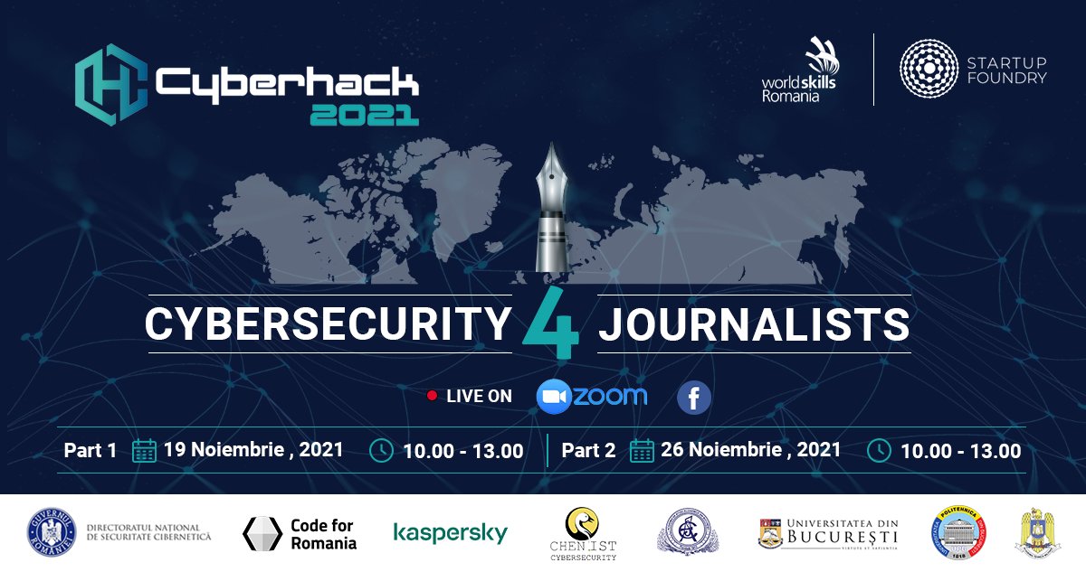 ‼️ În doar 20 de minute pornim aventura Cyberhack 2021! 🥳

Puteți participa live pe Zoom, la următorul link: buff.ly/30Cplcu, și pe Facebook Live, aici, pe pagina Startup Foundry! 💻

Vă așteptăm! 🙌
#Cyberhack2021 #CyberSecurity4Journalists #OnlineThreats