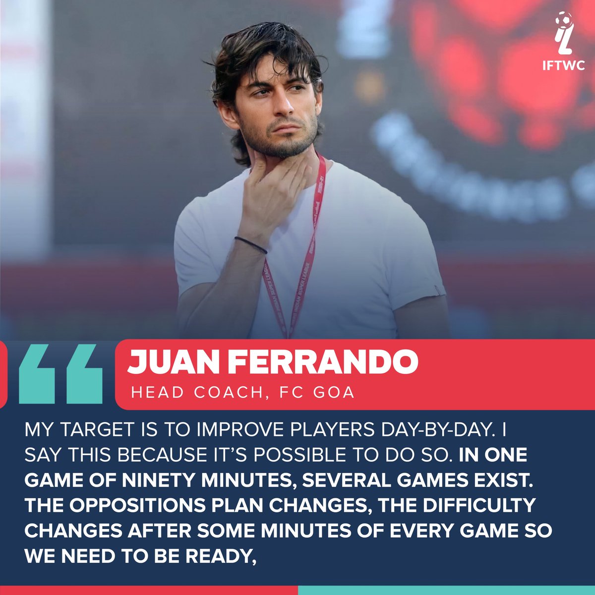 IFTWC's tweet photo. FC Goa coach, Juan Ferrando wants his team to be ready for the difficult games and improve them with time 🧡

#IFTWC #FCG #FCGoa #IndianFootball #ISL #Gaurs #ForcaGoa #RiseAgain https://t.co/SNMnuLE3IZ