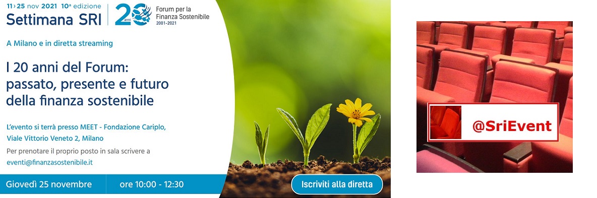 SriEvent's tweet photo. #SriAgenda next week in #Milan and live streamed | Thu #Nov25 10am CET
The 20th anniversary of @ItaSIF: past, present and future of #sustainablefinance | w/in #SettimanaSRI the 10th ๐ฎ๐น #SRIweek
https://t.co/SN1Jk5iePc
#sri #esg #responsibleinvestment @SRI_Natives @andytuit https://t.co/aUNyHSIYAG