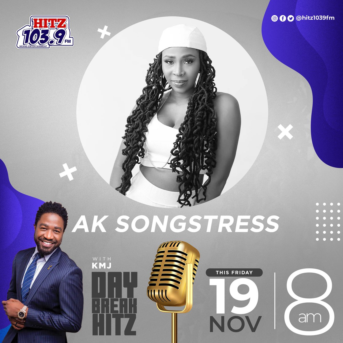 AKSongstress's tweet photo. Join me on @Hitz1039FM this morning 8am sharp. #DaybreakHitz #aksongstress #jonathan https://t.co/pkQewjRVt9