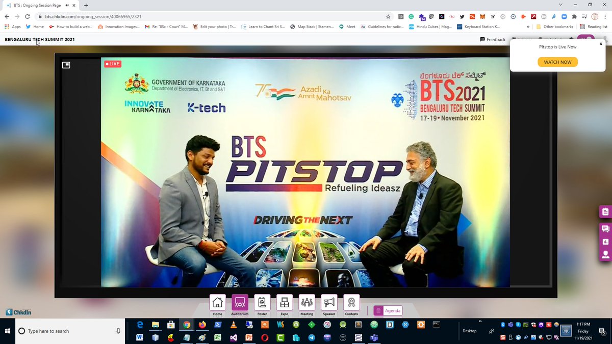 #Pitstop - #Day3
.
.
.
bts.chkdin.com/ongoing_sessio…

#BengaluruTechSummit #BTS2021 #BTS2021SwagathaVPNaidu #TheNextWave #DrivingTheNext #MMActivSciTechCommunications #MMActiv