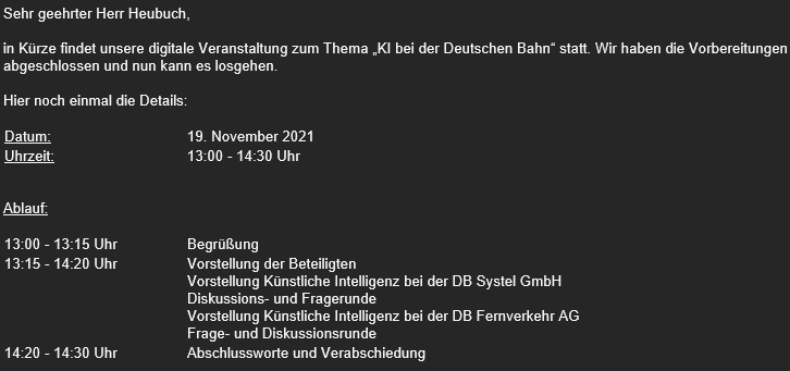 der_heubi's tweet photo. Ist heute eigentlich noch jemand hier aus der #Bahnbubble oder #ITBubble beim "nahdran digital - KI bei der Deutschen Bahn" mit dabei? 😀 https://t.co/8ZAKIFnHt7
