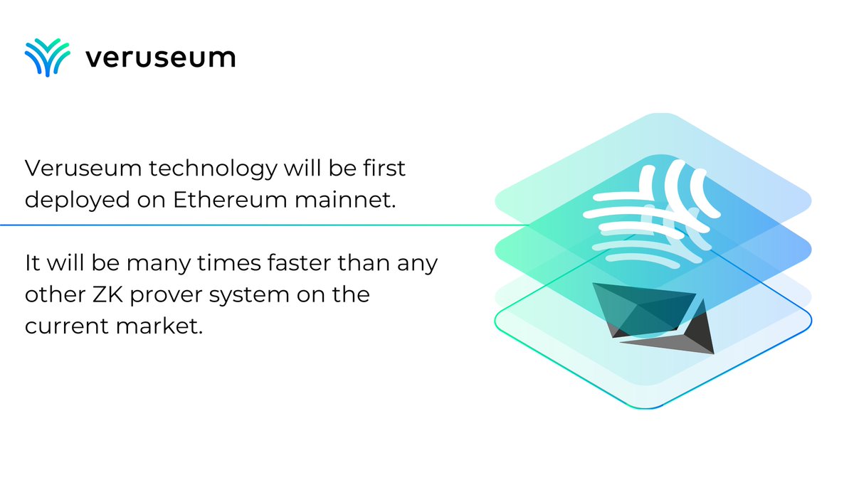 VeruseumLabs's tweet photo. #Veruseum technology will be first deployed on #Ethereum mainnet.✅

It will be many times faster than any other ZK prover system on the current market.🥳

#ZKRollUp #ETH https://t.co/sVcU7X48Xp
