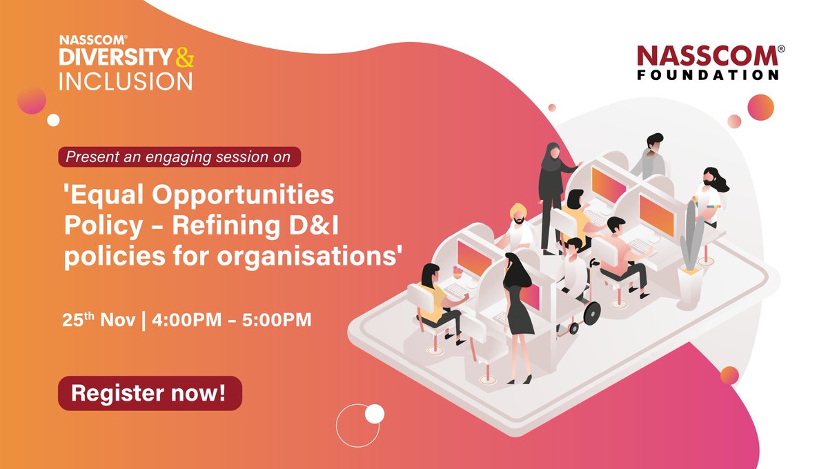 As a part of the #TransgenderAwareness week, we are thrilled to announce our upcoming session on 'Equal Opportunities Policy - Refining D&amp;I Policies for Organizations'.
Date- 25th Nov
Time- 4:00 PM
Register Now - bit.ly/30AAaMr

#EqualityforAll #inclusion #diversity