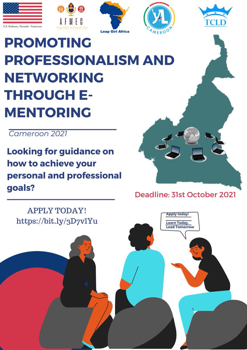 LeapGirlAfrica's tweet photo. Over the next couple of months, we shall be engaging 300 #Cameroonian youths with our partners @afmec_camawmed @WashFellowship & #TCLD in an E-mentoring program funded by @USEmbYaounde.
#LGAmentoring
#SheLeads
Thanks @NdefruMelanie for this write up.
https://t.co/XPjpJ6smBF https://t.co/Coe8bSpDft