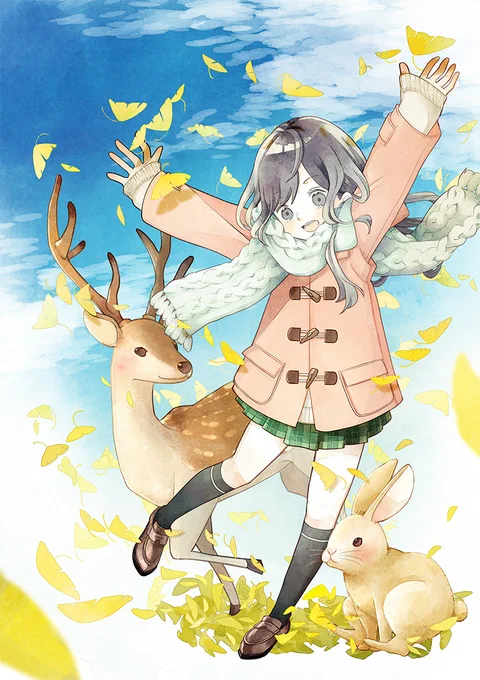 本格的な冬到来の前に秋の作品を #ワコムイラストテクニック からご紹介 ちろりるらさん  モチーフが多い #イラスト ですが三分割法を使って構図を調整しています水彩風にする塗り方や使用したブラシについても解説していますよフルVer.はこちら 