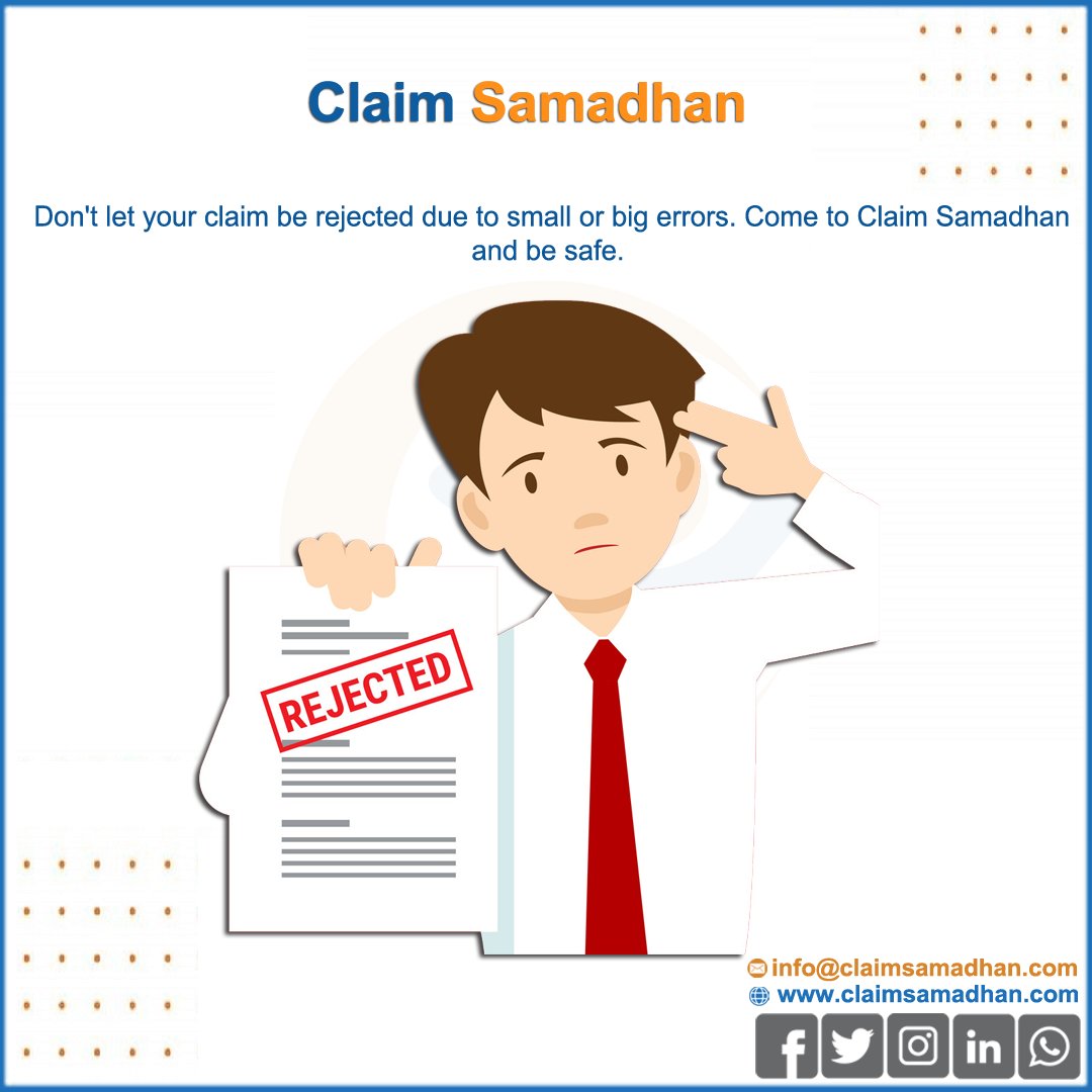 claimsamadhan's tweet photo. Don't let your claim be rejected due to small or big errors. Come to Claim Samadhan and be safe.

#insuranceclaims #insuranceclaimsrejection #consultant #insuranceagent #insurance #Samadhan #TeamClaimSamadhan #ClaimSamadhan https://t.co/b6Gp41V7BR