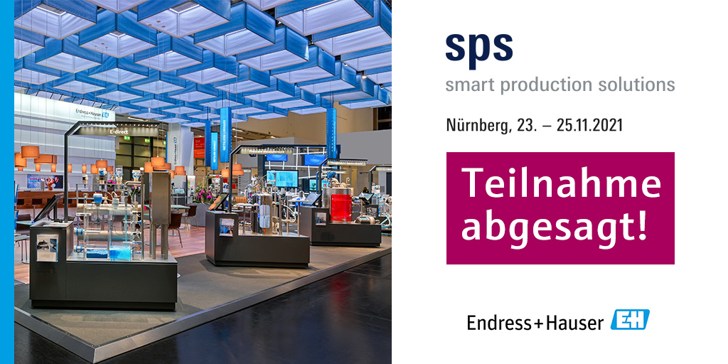 Aufgrund der Entwicklung des Infektionsgeschehens müssen wir unsere Teilnahme an der #sps_live kurzfristig absagen. Die Gesundheit der Menschen hat für uns oberste Priorität. Weitere Infos: de.endress.com/de/medienzentr…
