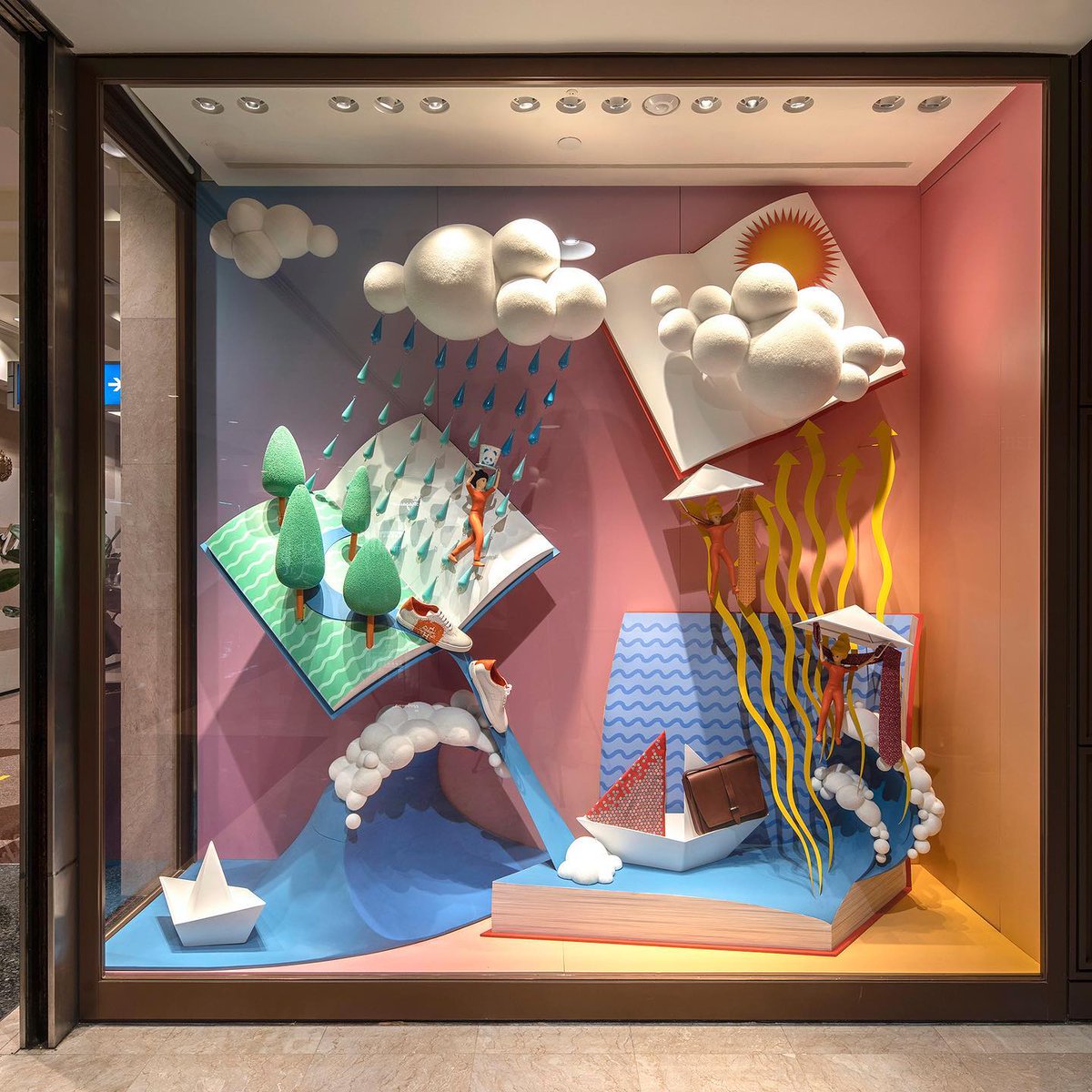 LanzavecchiaWai's tweet photo. New #hermeswindows series at @Hermes_Paris @n_takashimaya , Singapore.

“The Textbook Trip”📚🌈🌏

Photos by 
@darrensohphoto
 
#lanzavecchiawai #hermes #windowsdisplay #hermessingapore #retaildesign #windowdesign #dream #artwork #design #scenography  #visualmerchandising https://t.co/kX0NmjBzDc