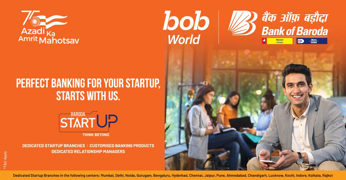 bankofbaroda's tweet photo. Give your startup, the upstart it needs with #BarodaStartup Plans. Fulfil your dreams and move towards a bright future with our customized banking products. Connect with our relationship manager or visit https://t.co/tQFCaj86S6
#BankofBaroda #AzadiKaAmritMahotsav #AmritMahotsav https://t.co/uQlXevkIGO