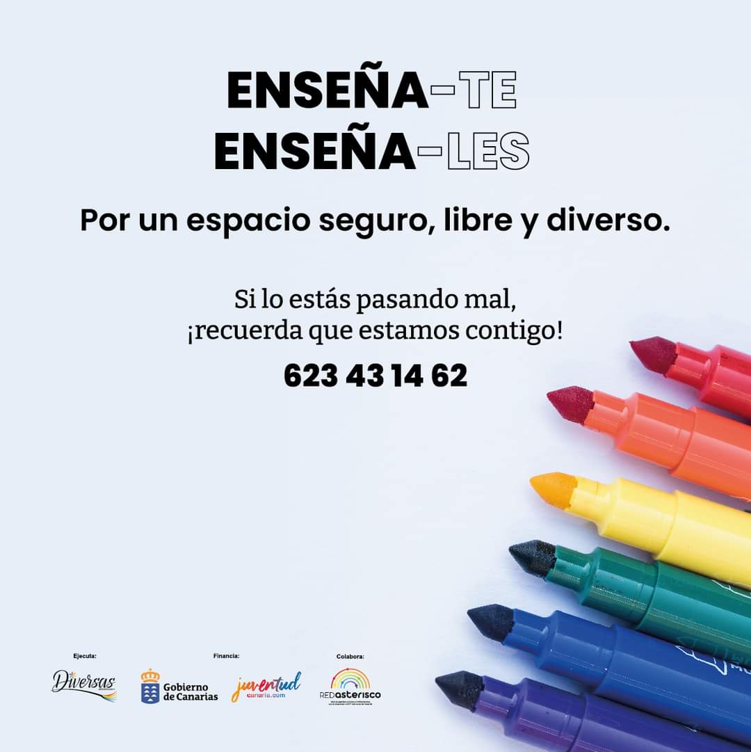 👧🏽 Con motivo del día Día de los Derechos de la infancia y de la adolescencia, que se conmemora mañana día 20 de noviembre, desde Diversas queremos reivindicar centros educativos libres de #LGBTIfobia.

📲 ¡Si lo estás pasando mal, recuerda que estamos contigo! 👉🏻 623 43 14 62.