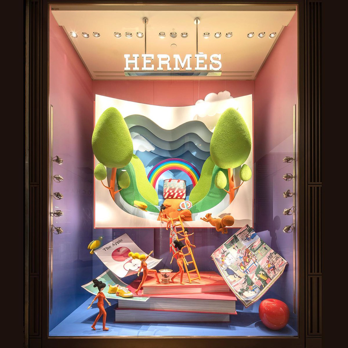 LanzavecchiaWai's tweet photo. New #hermeswindows series at 
@Hermes_Paris @n_takashimaya, Singapore.

“The Textbook Trip”📚🌈🌏

Photos by 
@darrensohphoto

#lanzavecchiawai #hermes #windowsdisplay #hermessingapore #retaildesign #windowdesign #dream #artwork #design #scenography  #visualmerchandising https://t.co/eXdFpxRNyk