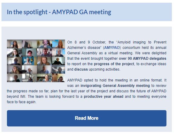 IMI_AMYPAD's tweet photo. 📨Our latest #newsletter is out and is filled with great content including the @IMI_AMYPAD GA meeting, interviews with new members, PhD Thesis and participation in #EANM21 & #CTAD21.
Read here ⤵️
https://t.co/PoljrDnmC3 https://t.co/OJoMKr79fV