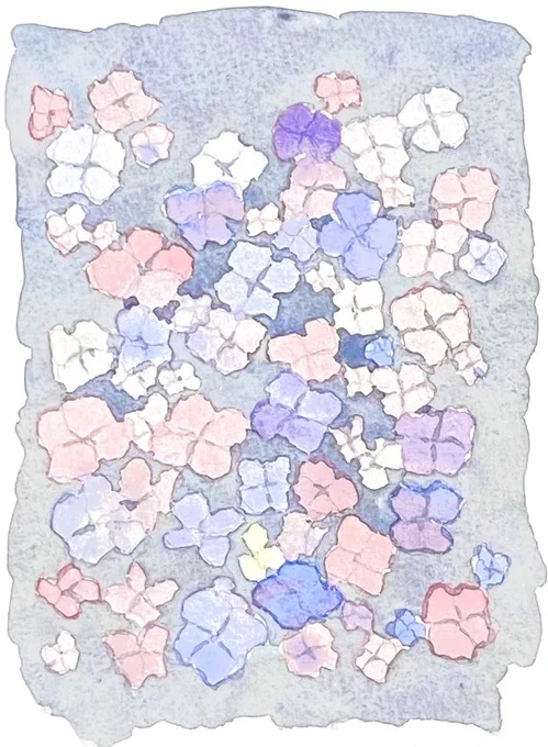 Flowers #tbt #過去絵 
紫陽花ってメモってあったんですが紫陽花には見えないですね。たぶんデザイン的な試みをしたんだと思います。 