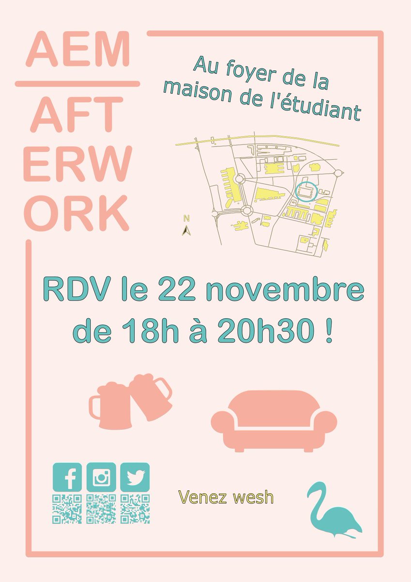 aeml_v's tweet photo. J-4 avant notre afterwork au foyer de la MDE ! On vous attend https://t.co/X6DhvC3qEQ 🥳 https://t.co/taE485yijE