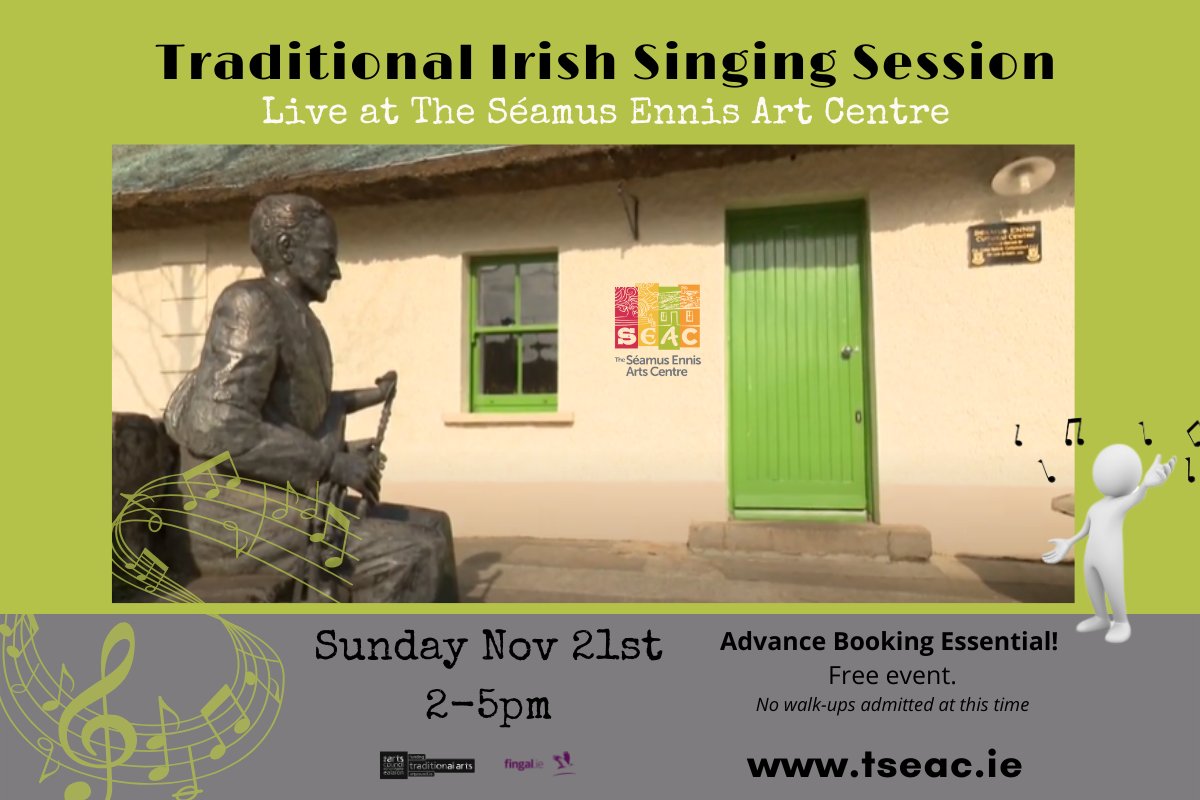 seamusennisarts's tweet photo. Nov 12 - 2-5pm Thrilled to have our regular Traditional #SingingSession back in the venue @tsecc this Sunday. SEAC’s Sunday Sessions are a great afternoon of music &amp; a platform for local talent for over 10yrs. Details here https://t.co/422NElId0W @artscouncil_ie @fingalarts https://t.co/87GI09VPEr