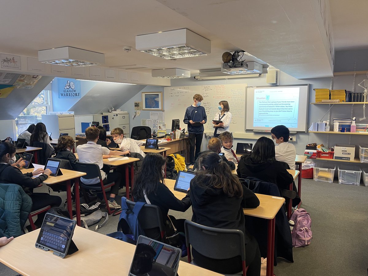 HillheadHS's tweet photo. Our S6 Pupil Leadership team have been hard at work this week delivering PSE lessons on #AntiBullyingWeek to our BGE classes. #focusoncommunity #kindess https://t.co/iSNDwumzrQ