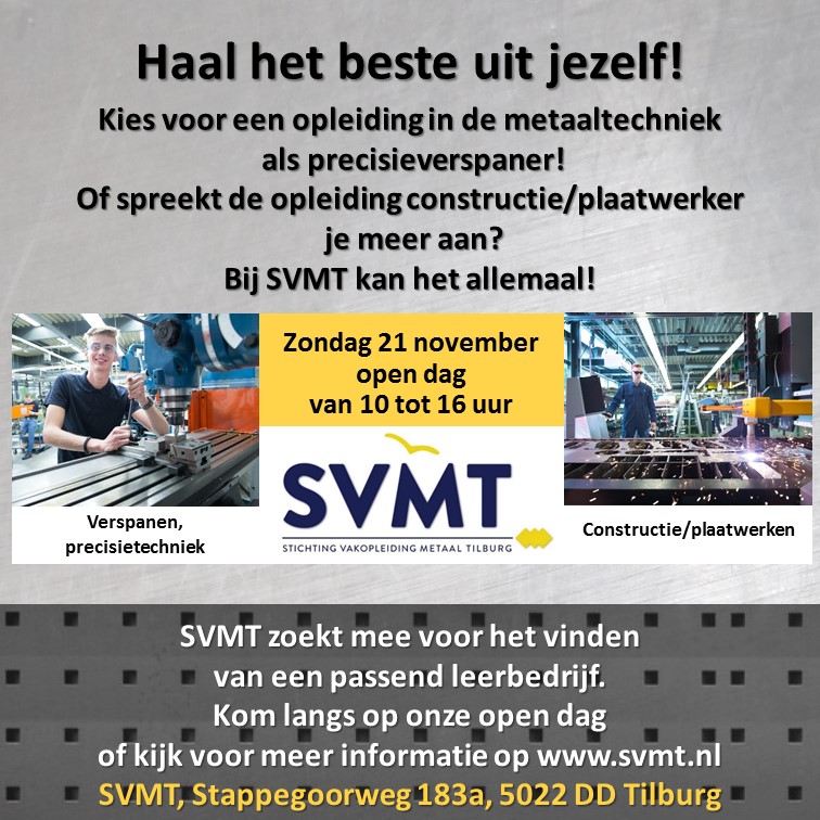 SVMT1's tweet photo. Open dag zondag 21 november bij SVMT
Werken en Leren!
SVMT biedt je, samen met het leerbedrijf, een brede BBL opleiding aan als allround precisieverspaner of constructie/plaatwerker met salaris!
Wil je meer weten, kom dan langs op zondag 21 november , https://t.co/istZ3U0ET8 https://t.co/spQkxkgHd4