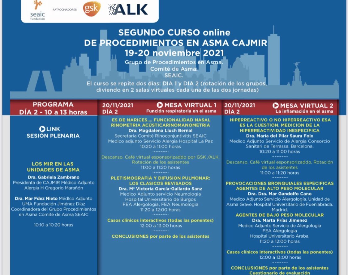 ¡No te puedes perder hoy el Curso de Procedimientos en Asma dirigido a residentes y jóvenes alergólogos! <a href="/CAJMIR_SEAIC/">CAJMIR</a> <a href="/SEAIC_Alergia/">SEAIC</a> <a href="/MarFdezNieto/">Mar Fernandez Nieto</a> empezamos a las 16:00!!