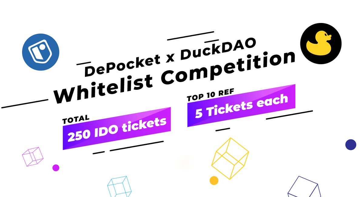 DePocketFinance's tweet photo. 💥DEPOCKET x DUCKDAO WHITELIST 250 TICKETS!

🎁WIN a spot in the DePOCKET IDO.

⚡️ONLY 250 lucky winners
TOP 10 REFERRER= 5TICKETS

👉Gleam Link: https://t.co/JQbyEzr7Xu

👉Deadline: 11-25-2021
IDO: NOV 29th, 30th

#DeFi #IDO #BSC #Whitelist #DePocket https://t.co/VMTsaar7ys