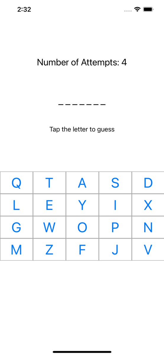 MrBucha7's tweet photo. #100DaysOfSwift. Day 41. I created a hangman game, quite similar to game from project 8. It was nice to remind how to create interface without storyboard https://t.co/fTiz5wOVTl