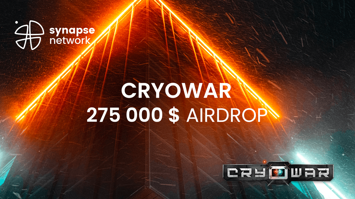 SynapseNetwork_'s tweet photo. 💥 The $275 000 giveaway is here!

Because of the huge growth of the @CryowarDevs token, the giveaway amount has raised from $5500 to $275 000!

⛓ Join now!
https://t.co/jLMPgcozIk https://t.co/0dZFieBP6i