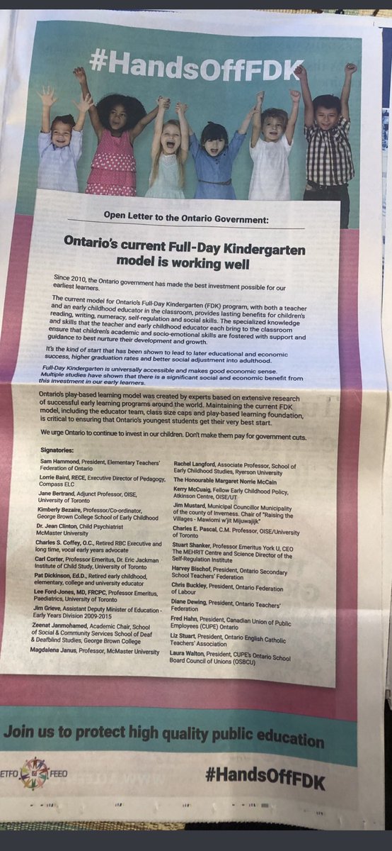 KarenAMBrown's tweet photo. Once again, can someone remind the Minister of Education that Full-Day Kindergarten is an vital part of the education system. We've seen the lasting benefits for children’s reading, writing, numeracy, self-regulation and social skill development. It is an investment! #HandsOffFDK https://t.co/Vmwgsj3KqA