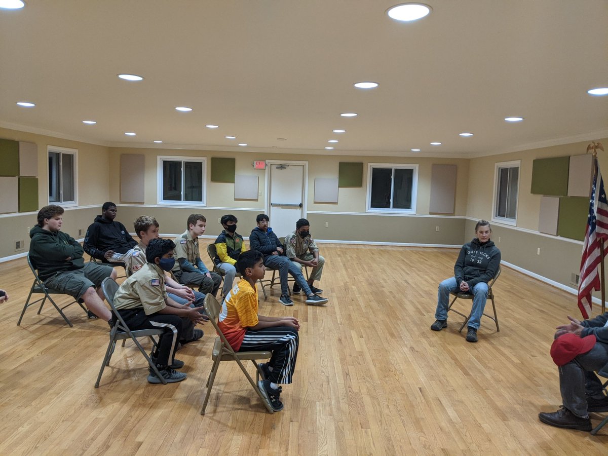 Troop470's tweet photo. On 11/17/21 during our meeting, Mr. Bard from the Frederick, MD Community Action Agency speaks to our scouts about they help our local community fight homelessness and food insecurity and how we can help. #CitizenshipInTheCommunity . @boyscouts @NCACBSA @DwntwnFrederick  @FNPnews https://t.co/l2pAStMtKy