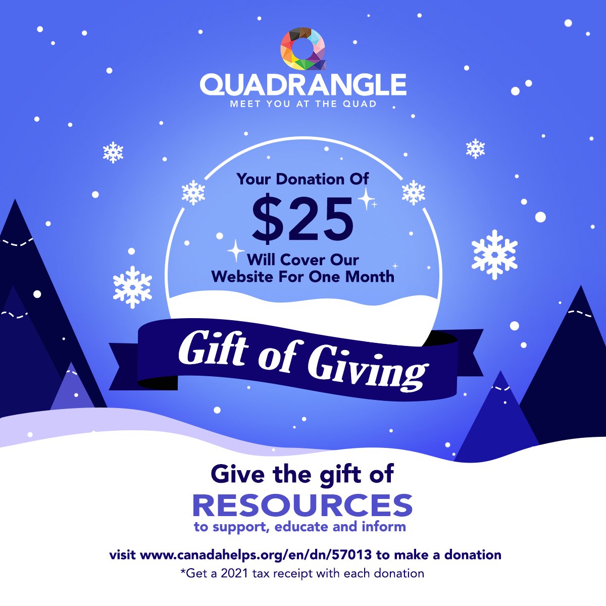 Give the gift of giving this winter🎁

We are one of the last provinces without a dedicated 2SLGBTQIA+ community space &amp; we are working to change that. Your donation will help us provide services while we search for a permanent home.

Click here bit.ly/2YpvoAk to donate!