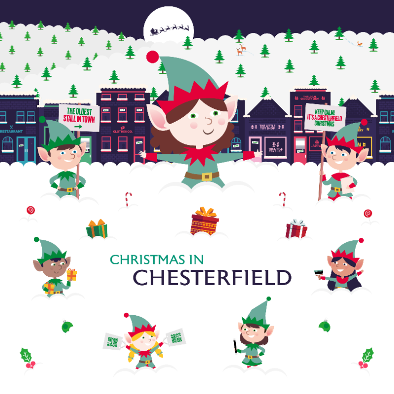 ChesterfieldBC's tweet photo. 🎅🔍| Looking for something to do with the family this Christmas? 

The magical elf trail is running from 22 November until 4 January in Chesterfield town centre. Find all the elves to be in with a chance of winning an annual family pass to Matlock Farm Park!

#LoveChesterfield