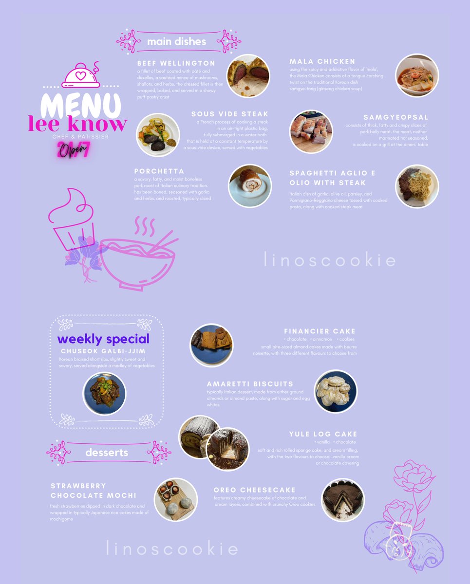 linoscookie's tweet photo. welcome to lee know’s restaurant: 
                   THE MENU 👨‍🍳 https://t.co/h2EnGkPBG7