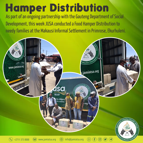 Jamiatsa's tweet photo. JUSA Relief | Hamper Distribution
Alhamdulillah, this week we reached out to needy families of Primrose in Ekurhuleni. #JUSAProjects #JUSArelief https://t.co/XQTId3h0dY