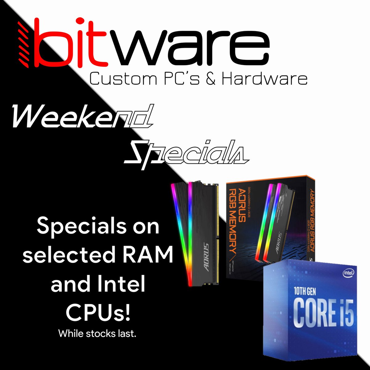 bitwaretechies's tweet photo. Come and browse through our WEEKEND SPECIALS wide variety of PC components and peripherals!

DON’T MISS OUT!!!

https://t.co/VB2llANvxW

#bitware #bitwaretech #southafrica #pcmr #gaming #pcsouthafrica #zaga #gamingsouthafrica #pcgamers #lockdownsouthafrica https://t.co/uJbvhMJjhD