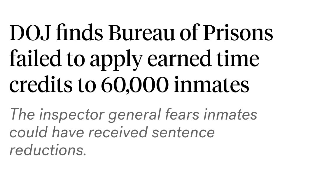 I spent time in feds when they were supposed to be implementing the FSA, the Admin at BOP made up their own policies, ie that ppl had to take 240 hrs of classes to get 8hrs (1 day) of earned time credit. We showed them the bill language, they didn't care
 abcnews.go.com/US/doj-finds-b…
