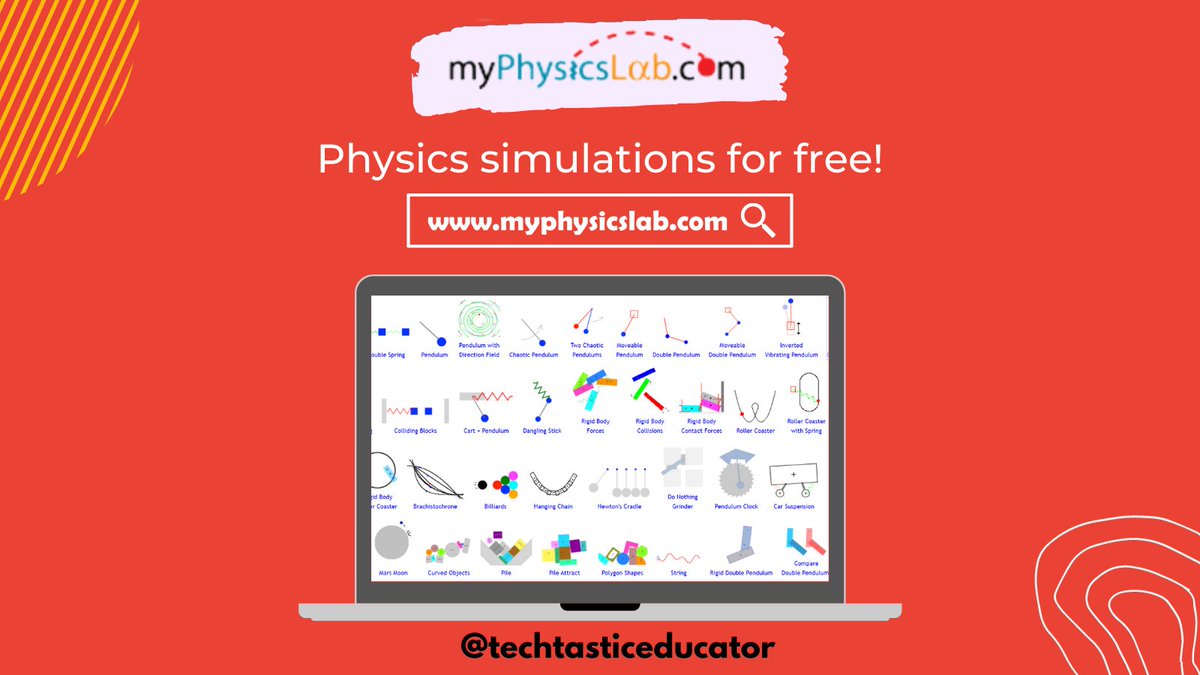 naghambaki's tweet image. My physics lab is a website that provides free simulations for high school students. All simulations have variables that can be changed as well as the #physics concepts and math equations related to the simulation topic.
#physicslab #physicssimulation #physicsteachers #education