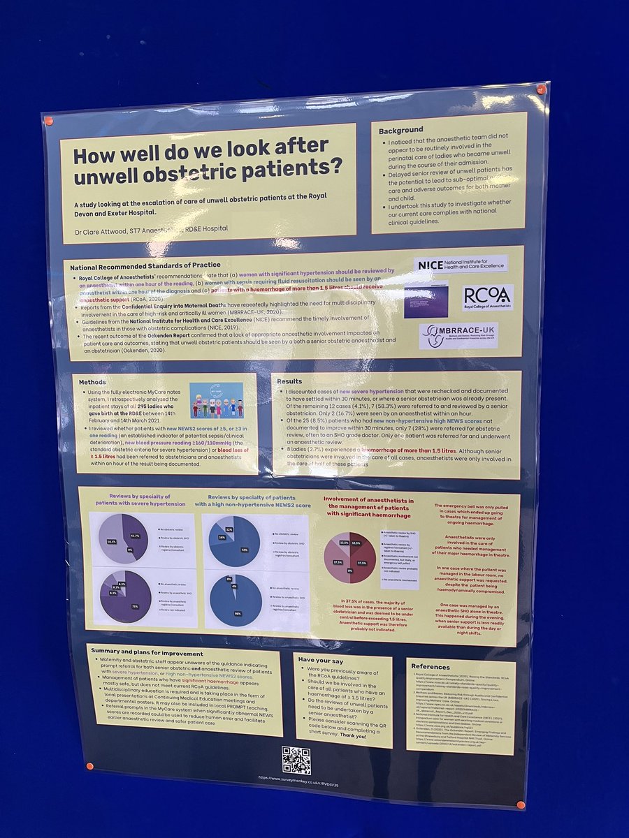 CoMMAMaternity's tweet photo. Wonderful to see Obstetric Anaesthesia represented @SASWRorg and winning the #saswrautumn2021 Poster Prize!! 🥇

Congratulations to @clareattwood1 from @RDEhospitals who’s poster evaluates approaches to unwell obstetric patients! 

Very topical given recent @mbrrace reports. https://t.co/fKKKn1MbPT