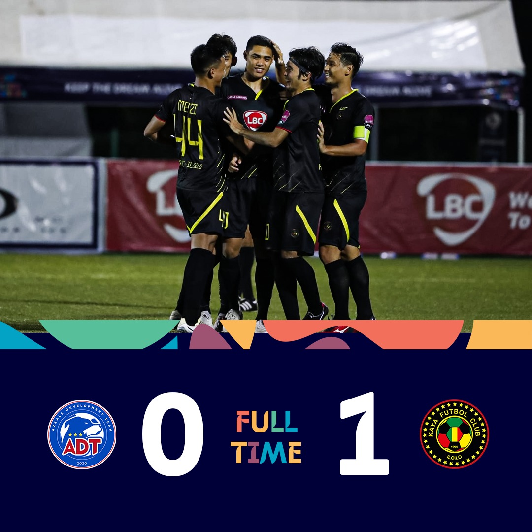 WeArePFL's tweet photo. FULL-TIME

The trophy's going back to Iloilo as Kenshiro Daniels' goal wins it for @KayaFC against the @azkalsdevteam !!!

#CPA2021 #KeepTheDreamAlive https://t.co/b3XXAslg4w
