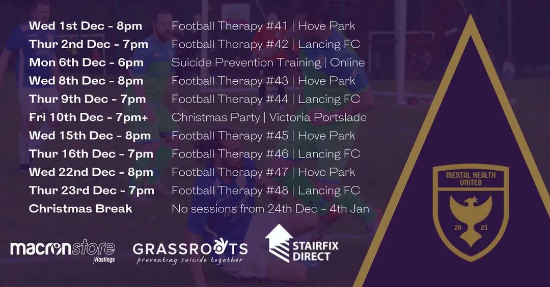 MentalHealthUtd's tweet image. So December's looking quiet..